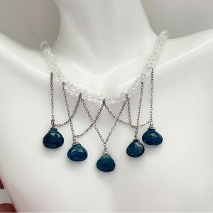 Artisan Crafted Aquamarine Kyanite Sterling Silver Necklace